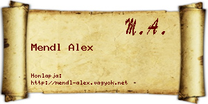 Mendl Alex névjegykártya